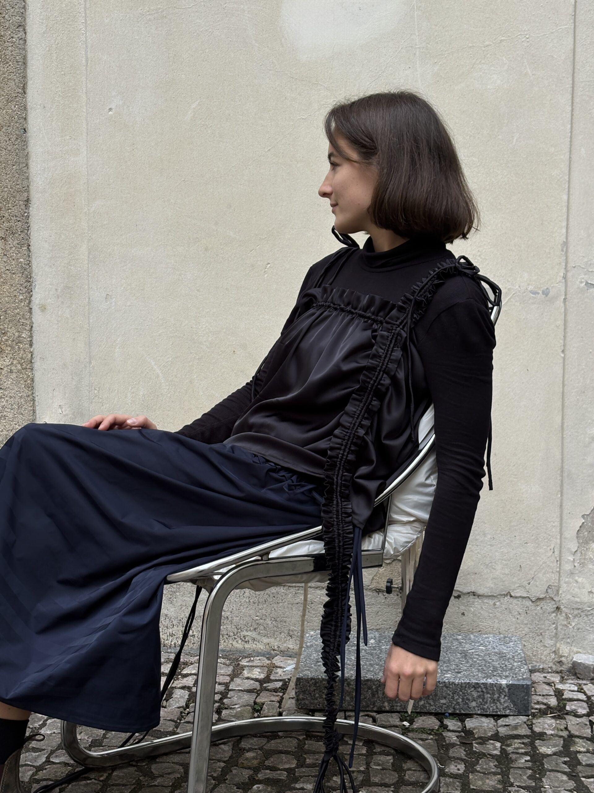 saténový audre TOP black - Obrázek 4