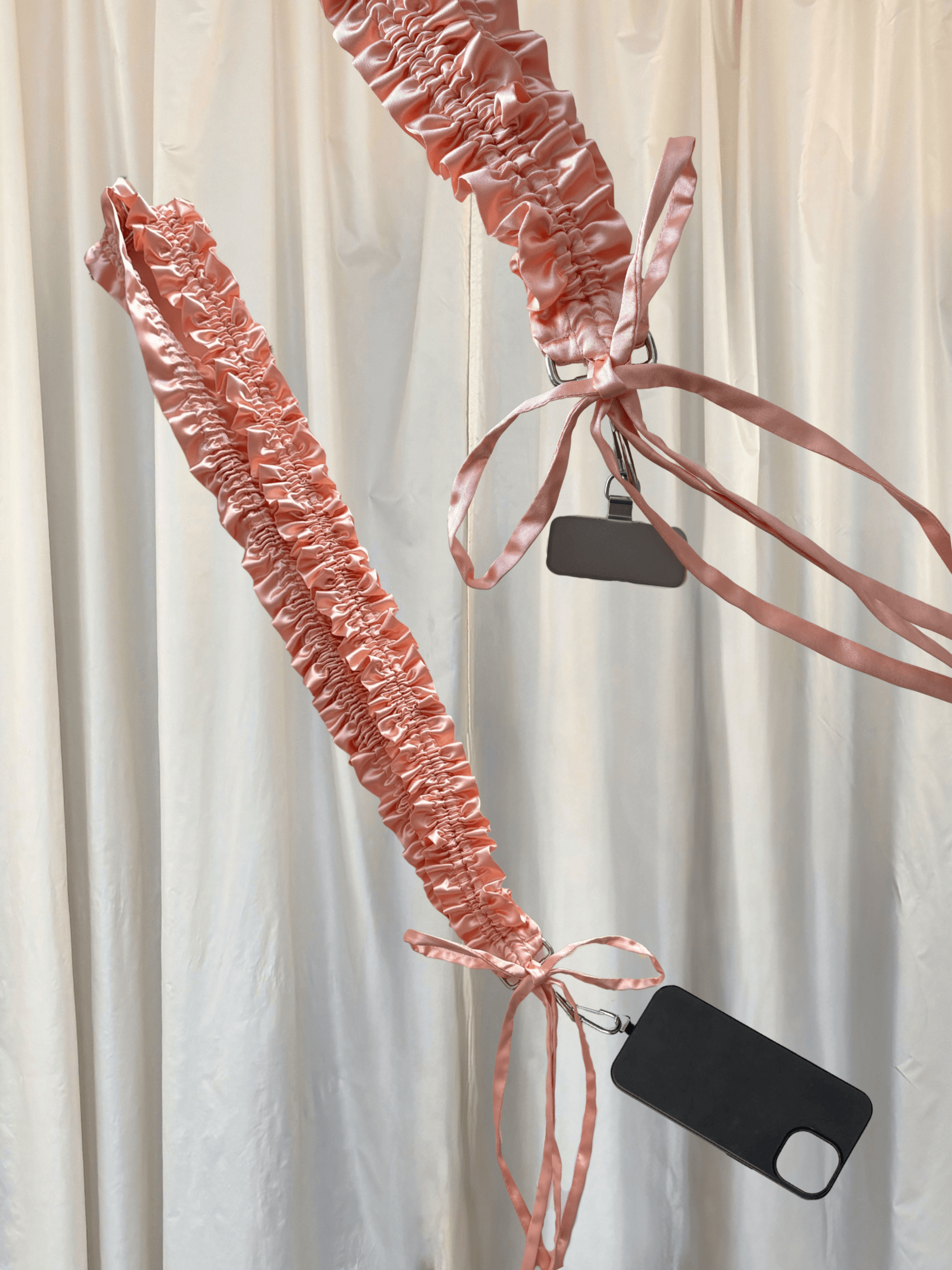 double strap na telefon - PINK satén